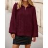 imageBTFBM Fall Sweaters for Women 2025 Loose Quarter Zip Pullover V Neck Long Sleeve Cable Knit Sweater Winter ClothesBurgundy