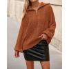 imageBTFBM Fall Sweaters for Women 2025 Loose Quarter Zip Pullover V Neck Long Sleeve Cable Knit Sweater Winter ClothesCaramel