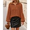 imageBTFBM Fall Sweaters for Women 2025 Loose Quarter Zip Pullover V Neck Long Sleeve Cable Knit Sweater Winter ClothesCaramel