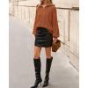 imageBTFBM Fall Sweaters for Women 2025 Loose Quarter Zip Pullover V Neck Long Sleeve Cable Knit Sweater Winter ClothesCaramel
