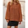 imageBTFBM Fall Sweaters for Women 2025 Loose Quarter Zip Pullover V Neck Long Sleeve Cable Knit Sweater Winter ClothesCaramel