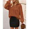 imageBTFBM Fall Sweaters for Women 2025 Loose Quarter Zip Pullover V Neck Long Sleeve Cable Knit Sweater Winter ClothesCaramel