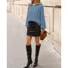 imageBTFBM Fall Sweaters for Women 2025 Loose Quarter Zip Pullover V Neck Long Sleeve Cable Knit Sweater Winter ClothesGrey Blue