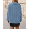 imageBTFBM Fall Sweaters for Women 2025 Loose Quarter Zip Pullover V Neck Long Sleeve Cable Knit Sweater Winter ClothesGrey Blue