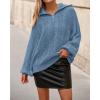 imageBTFBM Fall Sweaters for Women 2025 Loose Quarter Zip Pullover V Neck Long Sleeve Cable Knit Sweater Winter ClothesGrey Blue
