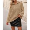 imageBTFBM Fall Sweaters for Women 2025 Loose Quarter Zip Pullover V Neck Long Sleeve Cable Knit Sweater Winter ClothesKhaki