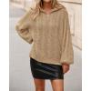 imageBTFBM Fall Sweaters for Women 2025 Loose Quarter Zip Pullover V Neck Long Sleeve Cable Knit Sweater Winter ClothesKhaki
