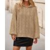 imageBTFBM Fall Sweaters for Women 2025 Loose Quarter Zip Pullover V Neck Long Sleeve Cable Knit Sweater Winter ClothesKhaki