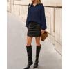imageBTFBM Fall Sweaters for Women 2025 Loose Quarter Zip Pullover V Neck Long Sleeve Cable Knit Sweater Winter ClothesNavy Blue