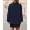 imageBTFBM Fall Sweaters for Women 2025 Loose Quarter Zip Pullover V Neck Long Sleeve Cable Knit Sweater Winter ClothesNavy Blue
