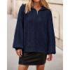 imageBTFBM Fall Sweaters for Women 2025 Loose Quarter Zip Pullover V Neck Long Sleeve Cable Knit Sweater Winter ClothesNavy Blue