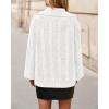 imageBTFBM Fall Sweaters for Women 2025 Loose Quarter Zip Pullover V Neck Long Sleeve Cable Knit Sweater Winter ClothesWhite
