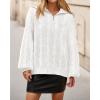imageBTFBM Fall Sweaters for Women 2025 Loose Quarter Zip Pullover V Neck Long Sleeve Cable Knit Sweater Winter ClothesWhite