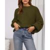 imageBTFBM Sweaters for Women Fall 2025 Crew Neck Lantern Long Sleeve Casual Oversized Pullover Knit Winter TopsArmy Green