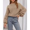 imageBTFBM Sweaters for Women Fall 2025 Crew Neck Lantern Long Sleeve Casual Oversized Pullover Knit Winter TopsKhaki