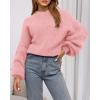 imageBTFBM Sweaters for Women Fall 2025 Crew Neck Lantern Long Sleeve Casual Oversized Pullover Knit Winter TopsPink