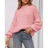 imageBTFBM Sweaters for Women Fall 2025 Crew Neck Lantern Long Sleeve Casual Oversized Pullover Knit Winter TopsPink