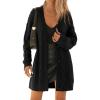 imageBTFBM Cable Knit Oversized Cardigan Sweaters for Women Trendy 2025 Fall Button Up Long Sleeve Winter Coat CardigansBlack