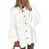 imageBTFBM Cardigan Sweaters for Women 2025 Fall Winter Outwear Lantern Long Sleeve Button Down Oversized Chunky Knit CoatsWhite