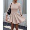 imageBTFBM Long Sleeve Dress for Women Fall 2025 High Waist Flowy Pleated A Line Party Wedding Guest Dresses Business CasualBeige