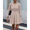 imageBTFBM Long Sleeve Dress for Women Fall 2025 High Waist Flowy Pleated A Line Party Wedding Guest Dresses Business CasualBeige