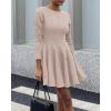 imageBTFBM Long Sleeve Dress for Women Fall 2025 High Waist Flowy Pleated A Line Party Wedding Guest Dresses Business CasualBeige