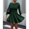 imageBTFBM Long Sleeve Dress for Women Fall 2025 High Waist Flowy Pleated A Line Party Wedding Guest Dresses Business CasualDark Green