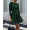 imageBTFBM Long Sleeve Dress for Women Fall 2025 High Waist Flowy Pleated A Line Party Wedding Guest Dresses Business CasualDark Green