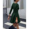imageBTFBM Long Sleeve Dress for Women Fall 2025 High Waist Flowy Pleated A Line Party Wedding Guest Dresses Business CasualDark Green
