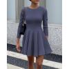 imageBTFBM Long Sleeve Dress for Women Fall 2025 High Waist Flowy Pleated A Line Party Wedding Guest Dresses Business CasualGrey Blue