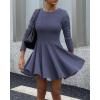 imageBTFBM Long Sleeve Dress for Women Fall 2025 High Waist Flowy Pleated A Line Party Wedding Guest Dresses Business CasualGrey Blue