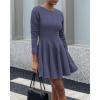 imageBTFBM Long Sleeve Dress for Women Fall 2025 High Waist Flowy Pleated A Line Party Wedding Guest Dresses Business CasualGrey Blue