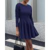 imageBTFBM Long Sleeve Dress for Women Fall 2025 High Waist Flowy Pleated A Line Party Wedding Guest Dresses Business CasualNavy