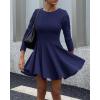 imageBTFBM Long Sleeve Dress for Women Fall 2025 High Waist Flowy Pleated A Line Party Wedding Guest Dresses Business CasualNavy