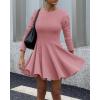 imageBTFBM Long Sleeve Dress for Women Fall 2025 High Waist Flowy Pleated A Line Party Wedding Guest Dresses Business CasualPink