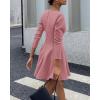 imageBTFBM Long Sleeve Dress for Women Fall 2025 High Waist Flowy Pleated A Line Party Wedding Guest Dresses Business CasualPink