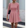 imageBTFBM Long Sleeve Dress for Women Fall 2025 High Waist Flowy Pleated A Line Party Wedding Guest Dresses Business CasualPink