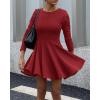 imageBTFBM Long Sleeve Dress for Women Fall 2025 High Waist Flowy Pleated A Line Party Wedding Guest Dresses Business CasualRed