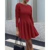 imageBTFBM Long Sleeve Dress for Women Fall 2025 High Waist Flowy Pleated A Line Party Wedding Guest Dresses Business CasualRed