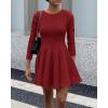 imageBTFBM Long Sleeve Dress for Women Fall 2025 High Waist Flowy Pleated A Line Party Wedding Guest Dresses Business CasualRed
