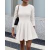 imageBTFBM Long Sleeve Dress for Women Fall 2025 High Waist Flowy Pleated A Line Party Wedding Guest Dresses Business CasualWhite