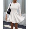 imageBTFBM Long Sleeve Dress for Women Fall 2025 High Waist Flowy Pleated A Line Party Wedding Guest Dresses Business CasualWhite