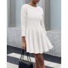 imageBTFBM Long Sleeve Dress for Women Fall 2025 High Waist Flowy Pleated A Line Party Wedding Guest Dresses Business CasualWhite