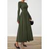 imageBTFBM Long Sleeve Maxi Dresses for Women 2025 Fall Casual Ruched Boat Neck Flowy Elegant Formal Wedding Guest DressArmy Green