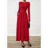 imageBTFBM Long Sleeve Maxi Dresses for Women 2025 Fall Casual Ruched Boat Neck Flowy Elegant Formal Wedding Guest DressRed