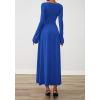 imageBTFBM Long Sleeve Maxi Dresses for Women 2025 Fall Casual Ruched Boat Neck Flowy Elegant Formal Wedding Guest DressRoyal Blue
