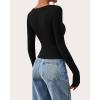 imageBTFBM Long Sleeve Shirts for Women 2025 Fall Fashion V Neck Knit Ruched Slim Fit Casual Basic Tees Going Out Tops Y2kBlack