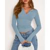 imageBTFBM Long Sleeve Shirts for Women 2025 Fall Fashion V Neck Knit Ruched Slim Fit Casual Basic Tees Going Out Tops Y2kBlue