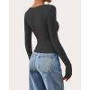 imageBTFBM Long Sleeve Shirts for Women 2025 Fall Fashion V Neck Knit Ruched Slim Fit Casual Basic Tees Going Out Tops Y2kDark Grey
