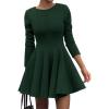 imageBTFBM Long Sleeve Dress for Women Fall 2025 High Waist Flowy Pleated A Line Party Wedding Guest Dresses Business CasualDark Green